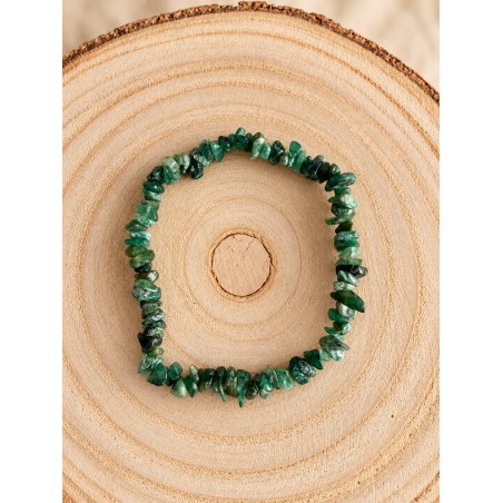 Pulsera chips de jade verde canadiense elástica