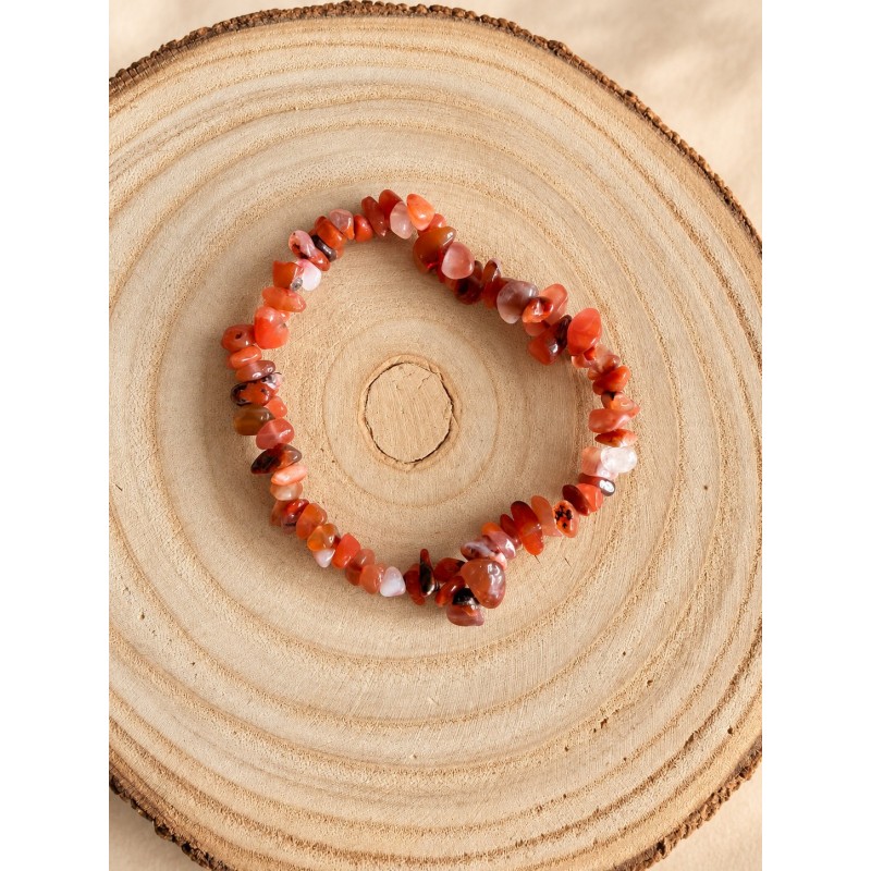 Pulsera chips de cornalina elástica