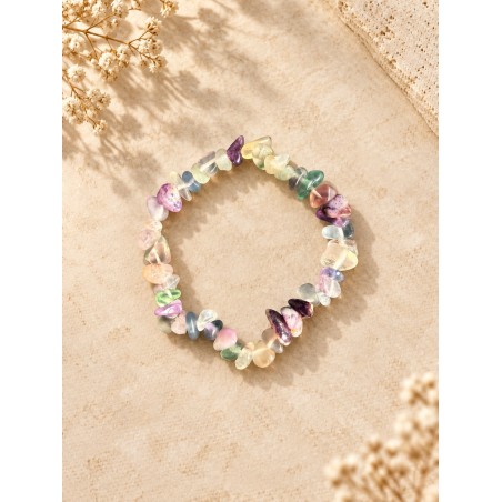 Pulsera chips de fluorita arcoíris calidad extra elástica