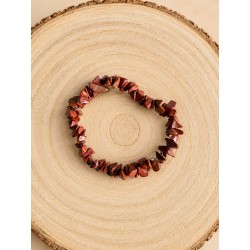 Pulsera chips de jaspe rojo elástica