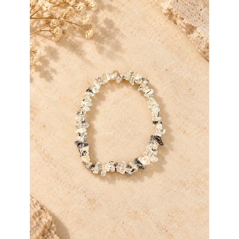 Pulsera chips de cuarzo con turmalina elástica