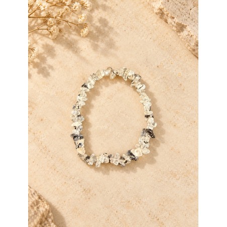 Pulsera chips de cuarzo con turmalina elástica