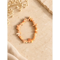 Pulsera chips de piedra luna melocotón elástica