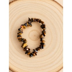 Pulsera chips de ojo de tigre elástica