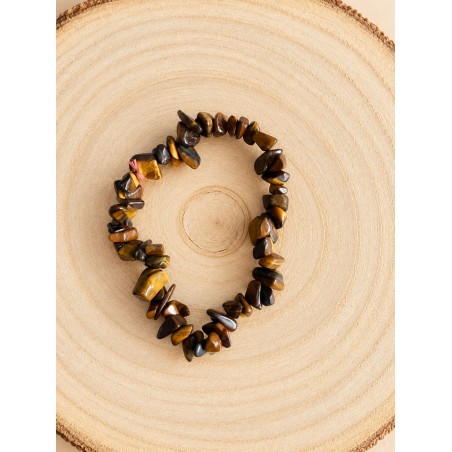Pulsera chips de ojo de tigre elástica
