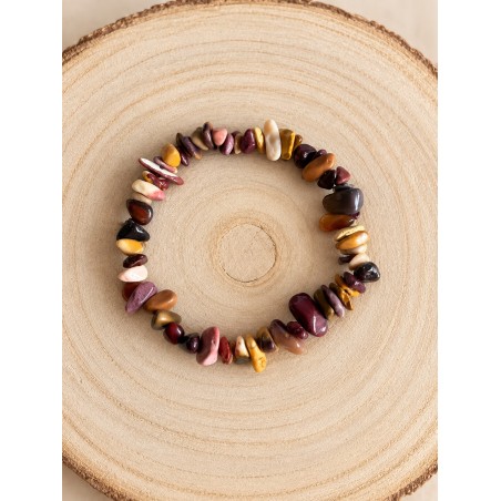 Pulsera chips de mokaita elástica