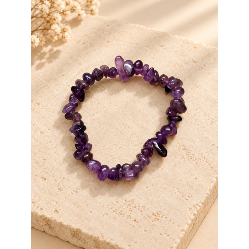 Pulsera chips de amatista elástica